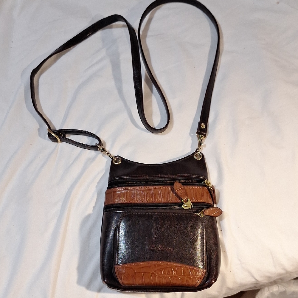 Bellerose Two-Tone Crossbody Bag in Black and Tan